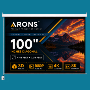 ARONS Motorised Projector Screen, 100'' Inches Diagonal, 16:10
