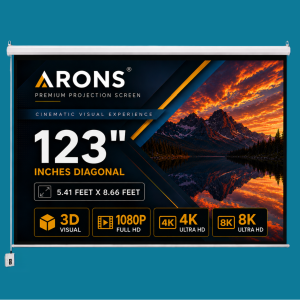 ARONS Motorised Projector Screen, 123” Inches Diagonal, 16:10