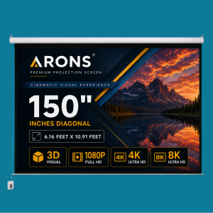 ARONS Motorised Projector Screen, 150'' Inches Diagonal, 16:9