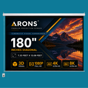 ARONS Motorised Projector Screen, 180'' Inches Diagonal, 16:9