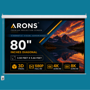 ARONS Motorised Projector Screen, 80'' Inches Diagonal, 16:10