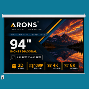 ARONS Motorised Projector Screen, 94'' Inches Diagonal, 16:10